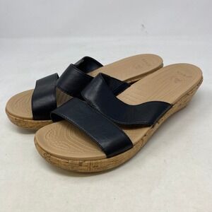 Crocs Leigh II Black Two-Strap Cork Wrapped Wedge Sandals Womens Size 10